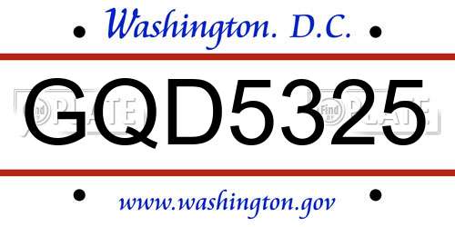 GQD5325 District Of Columbia License Plate