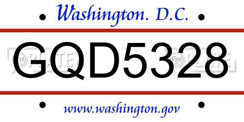 GQD5328 District Of Columbia License Plate