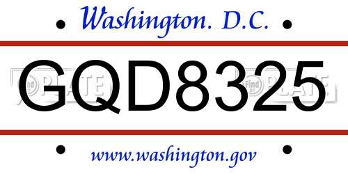 GQD8325 District Of Columbia License Plate