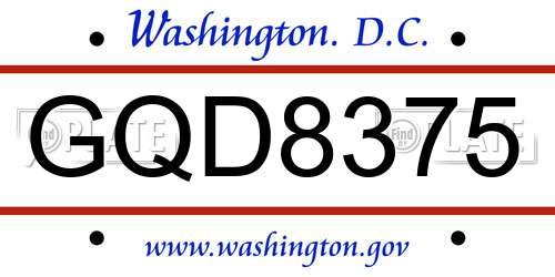 GQD8375 District Of Columbia License Plate