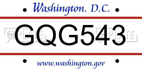 GQG543 District Of Columbia License Plate