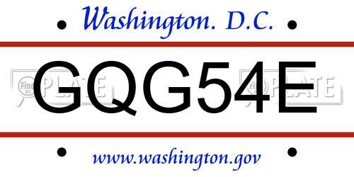 GQG54E District Of Columbia License Plate