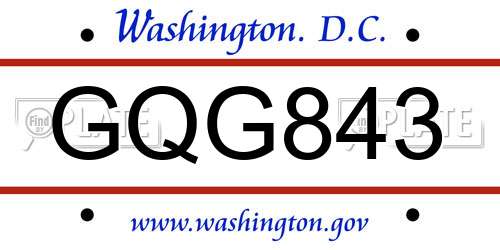 GQG843 District Of Columbia License Plate