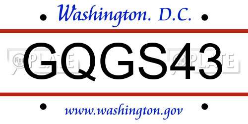 GQGS43 District Of Columbia License Plate