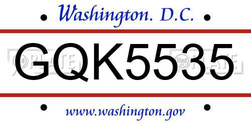 GQK5535 District Of Columbia License Plate