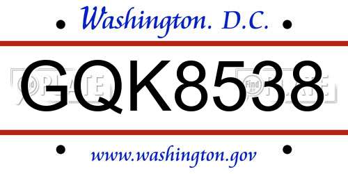 GQK8538 District Of Columbia License Plate