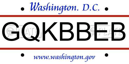 GQKBBEB District Of Columbia License Plate