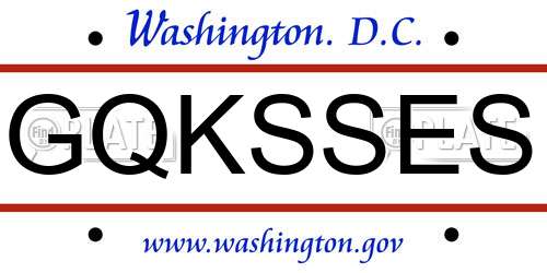 GQKSSES District Of Columbia License Plate