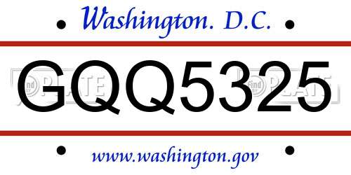 GQQ5325 District Of Columbia License Plate