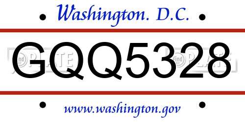 GQQ5328 District Of Columbia License Plate