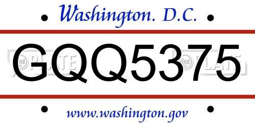 GQQ5375 District Of Columbia License Plate