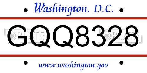GQQ8328 District Of Columbia License Plate