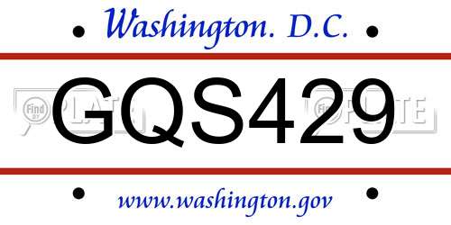 GQS429 District Of Columbia License Plate