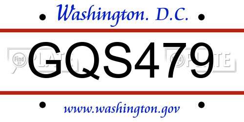GQS479 District Of Columbia License Plate