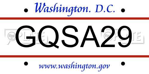 GQSA29 District Of Columbia License Plate