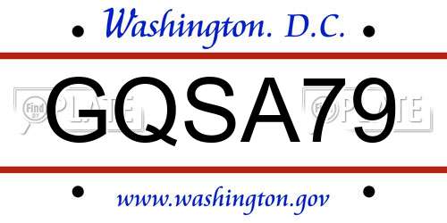 GQSA79 District Of Columbia License Plate