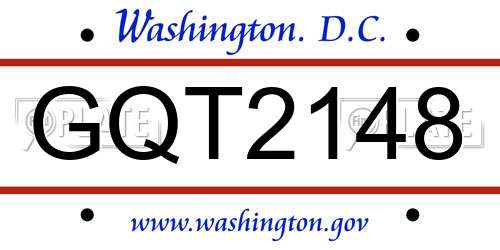 GQT2148 District Of Columbia License Plate