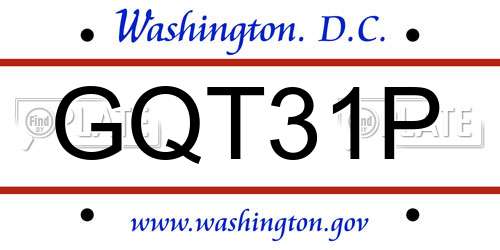 GQT31P District Of Columbia License Plate