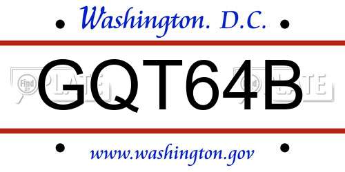 GQT64B District Of Columbia License Plate