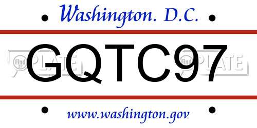 GQTC97 District Of Columbia License Plate