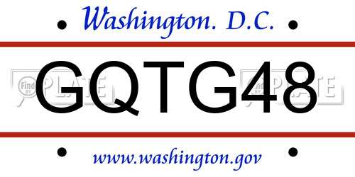 GQTG48 District Of Columbia License Plate