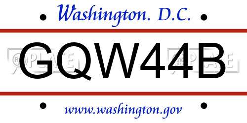 GQW44B District Of Columbia License Plate