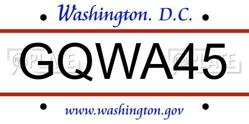 GQWA45 District Of Columbia License Plate