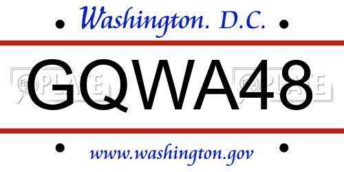 GQWA48 District Of Columbia License Plate