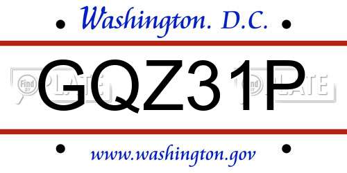 GQZ31P District Of Columbia License Plate