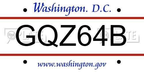 GQZ64B District Of Columbia License Plate