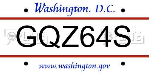 GQZ64S District Of Columbia License Plate