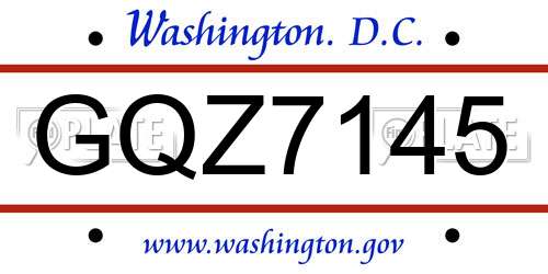 GQZ7145 District Of Columbia License Plate