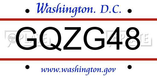 GQZG48 District Of Columbia License Plate