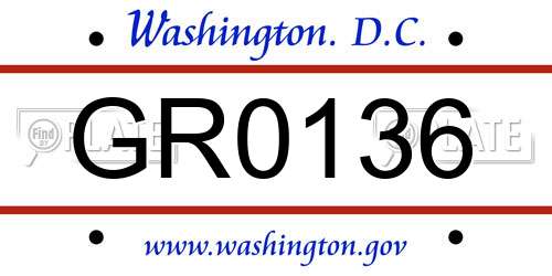 GR0136 District Of Columbia License Plate