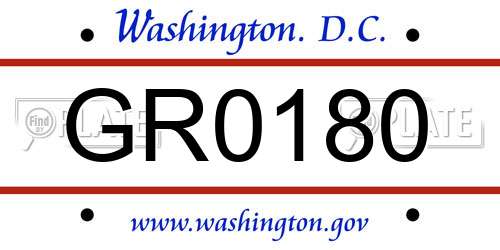 GR0180 District Of Columbia License Plate