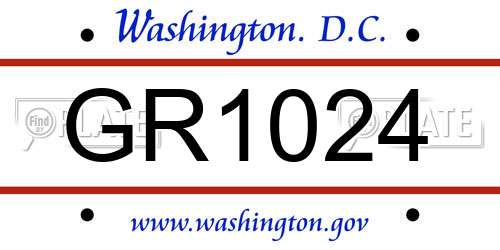 GR1024 District Of Columbia License Plate