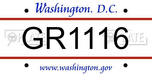 GR1116 District Of Columbia License Plate