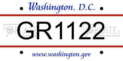 GR1122 District Of Columbia License Plate