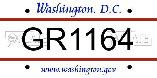 GR1164 District Of Columbia License Plate