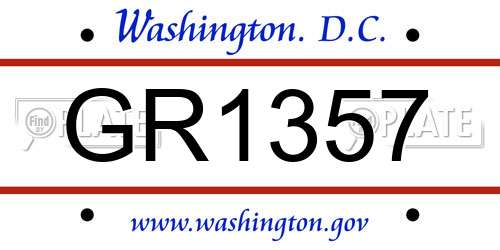 GR1357 District Of Columbia License Plate