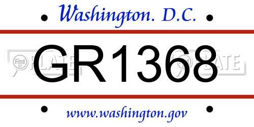GR1368 District Of Columbia License Plate
