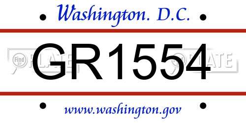 GR1554 District Of Columbia License Plate