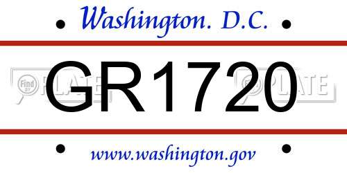 GR1720 District Of Columbia License Plate