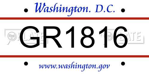 GR1816 District Of Columbia License Plate