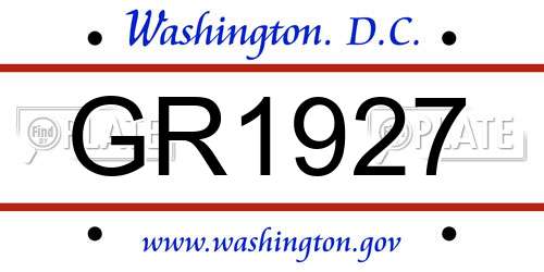 GR1927 District Of Columbia License Plate