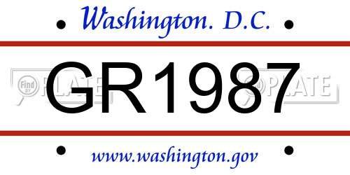 GR1987 District Of Columbia License Plate