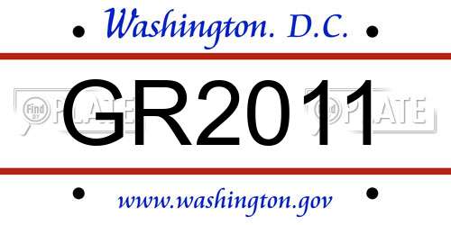 GR2011 District Of Columbia License Plate