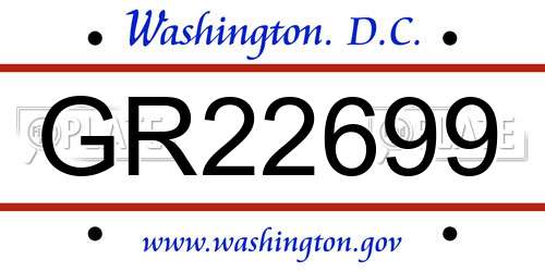 GR22699 District Of Columbia License Plate