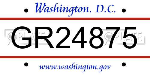 GR24875 District Of Columbia License Plate