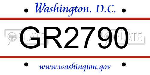 GR2790 District Of Columbia License Plate